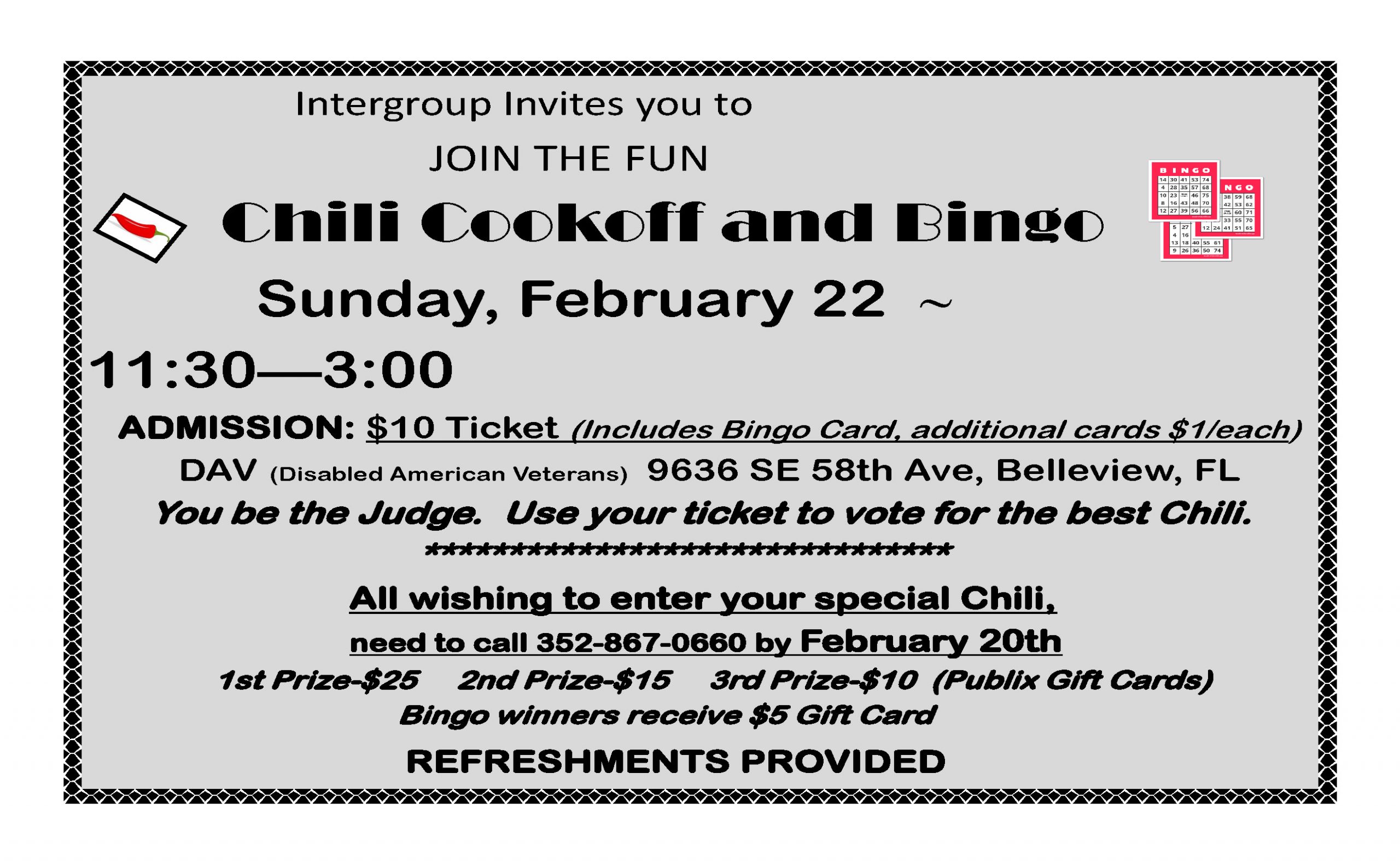 2026 Intergroup Chili Cookoff February 22nd